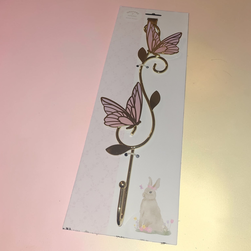 Butterfly Wreath Hanger in Gold and Pink